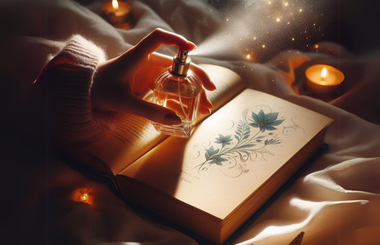 spruzzare profumo nel libro