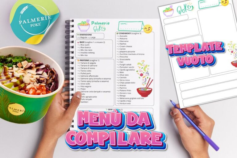Menù stampabile da compilare per Palmerie Poké (file gratuito)