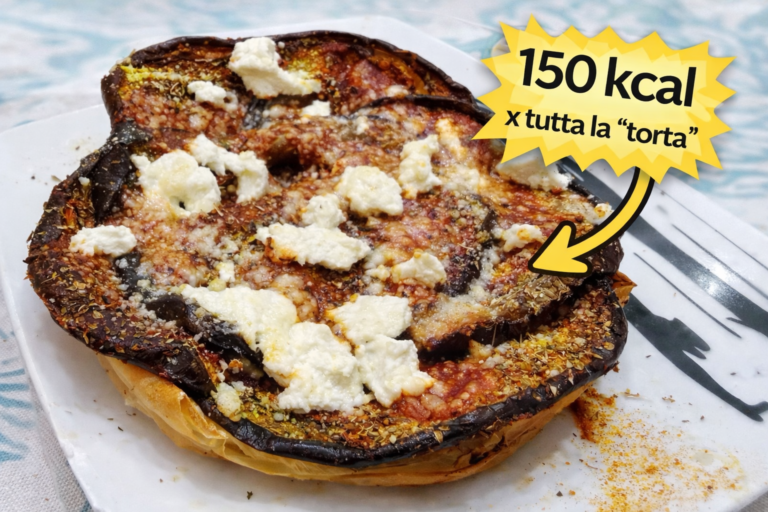 Tortino salato light con melanzane: 150 calorie per un’intera torta rustica (ricetta facile: 4 ingredienti!)