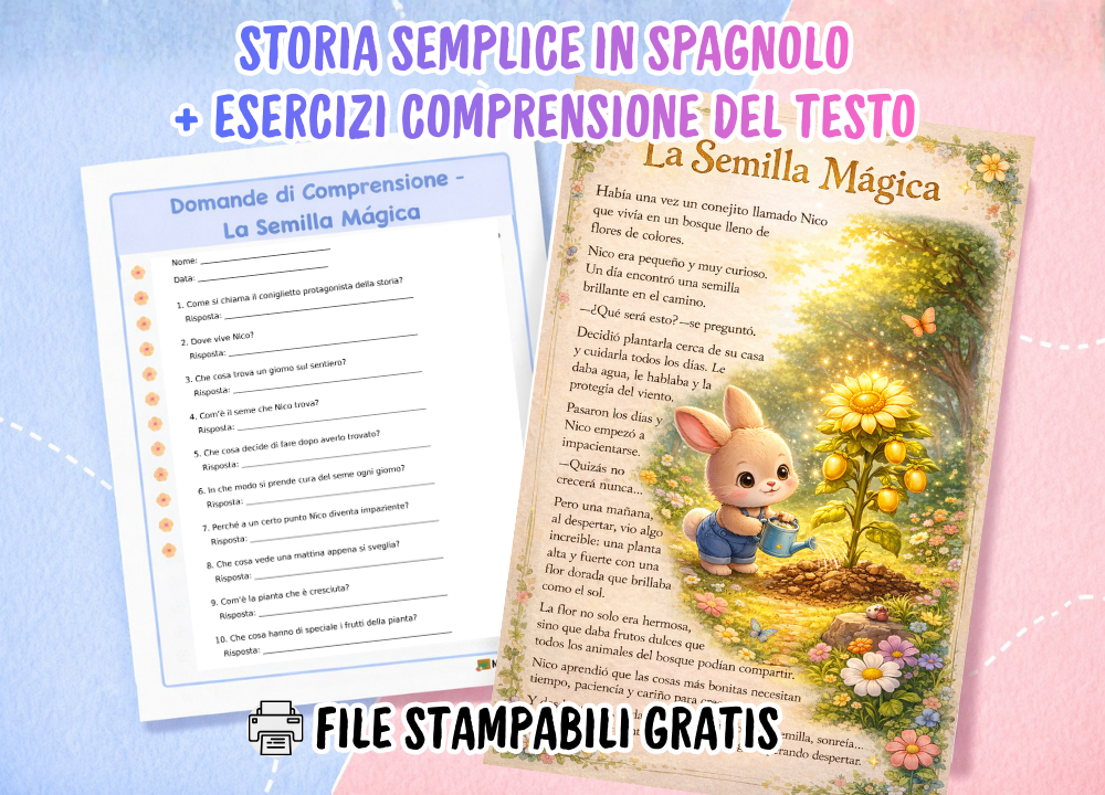 La Semilla Mágica: breve fiaba in spagnolo con traduzione facile e scheda stampabile + esercizi