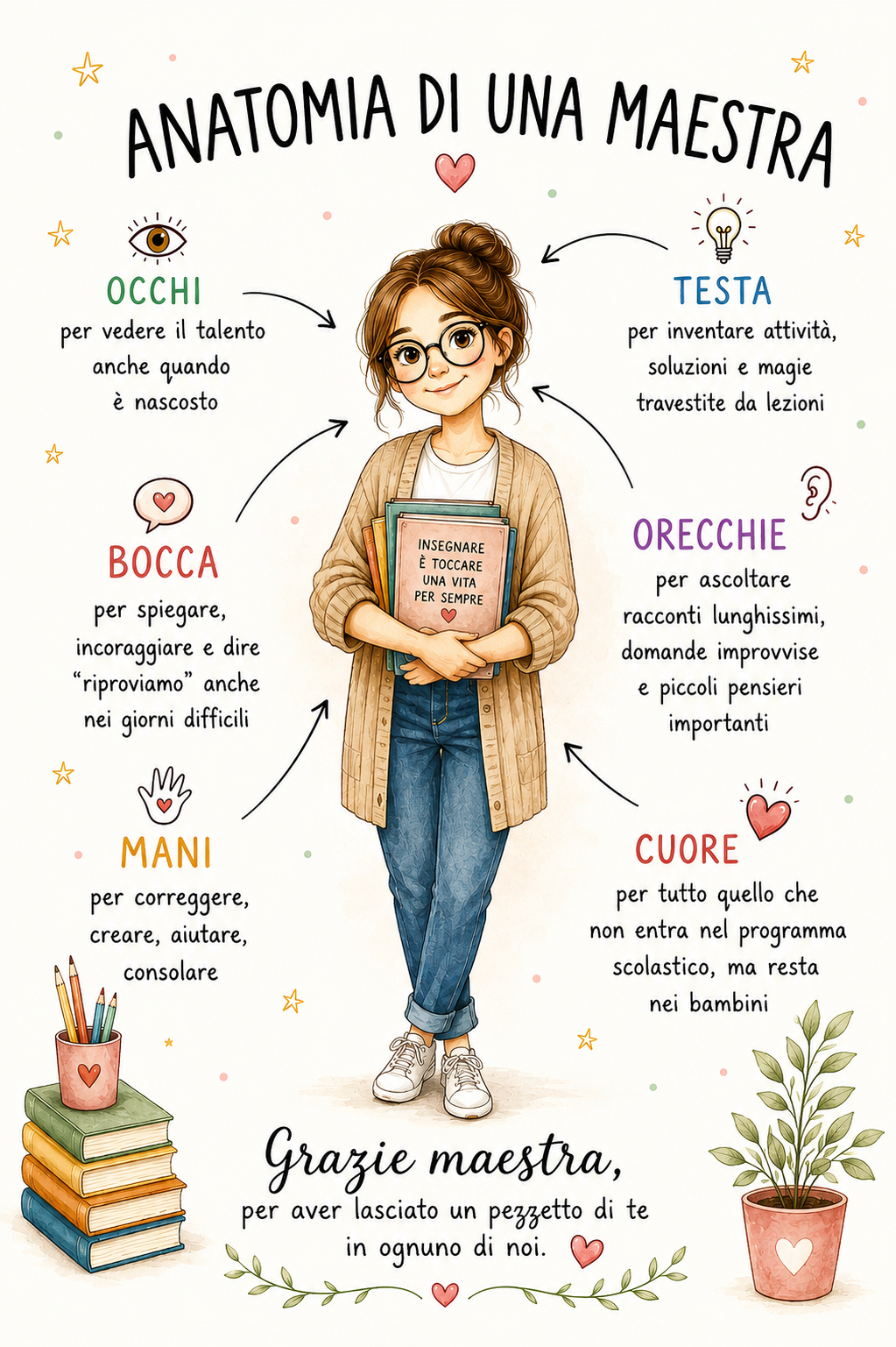 Regalo fine anno maestra da stampare: “Anatomia di una maestra”