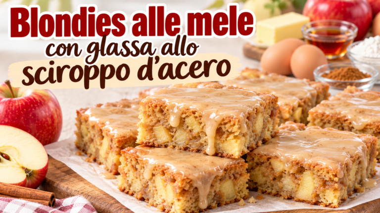 Blondies alle mele e cannella con glassa allo sciroppo d’acero
