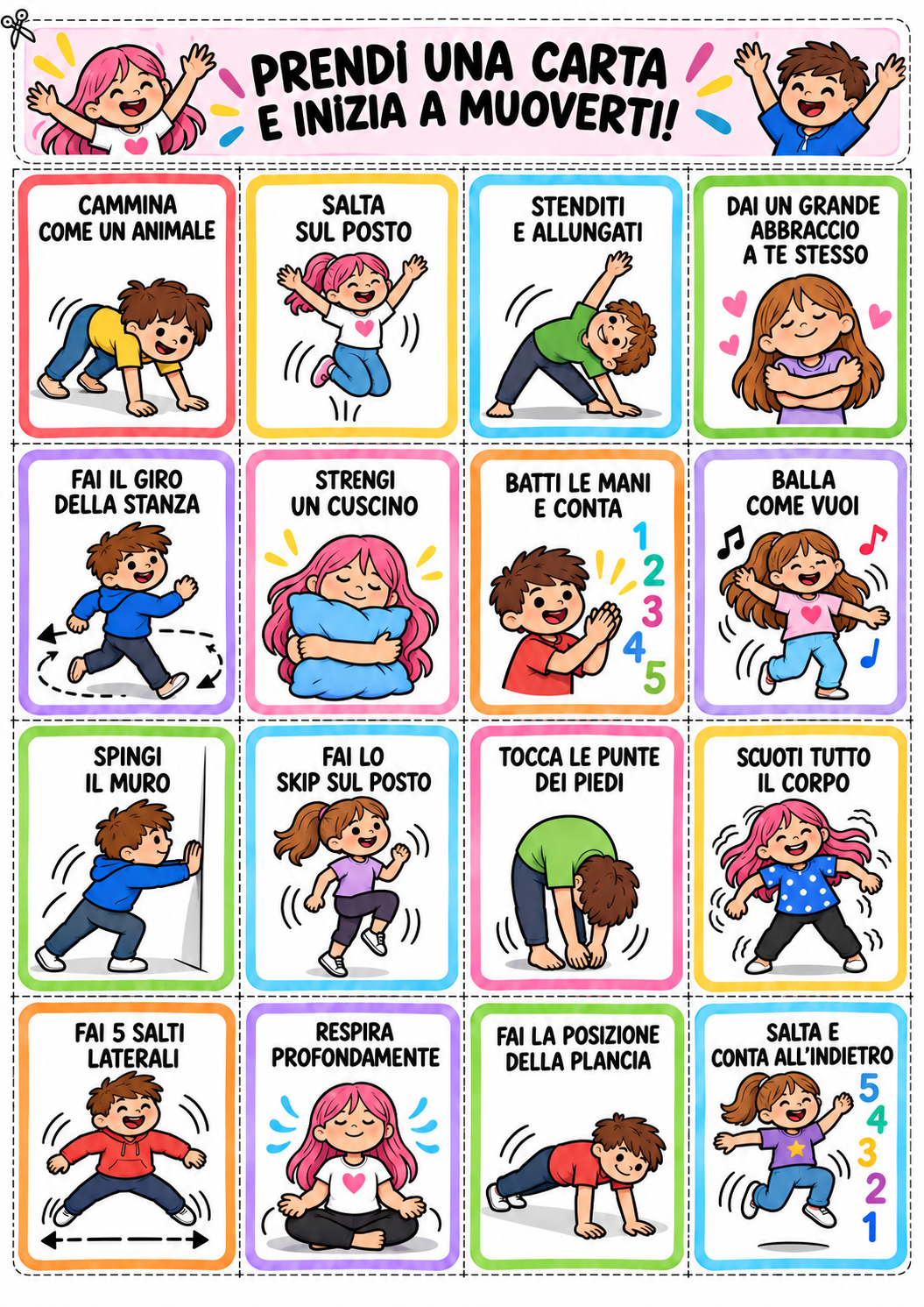 Carte del movimento per bambini: un gioco semplice per fare una pausa e… muoversi! 🎴🤸