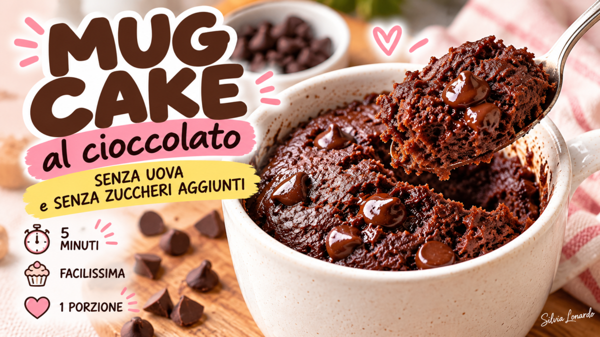 🍫 Mug Cake al cioccolato senza uova e senza zuccheri aggiunti: pronta in 5 minuti!