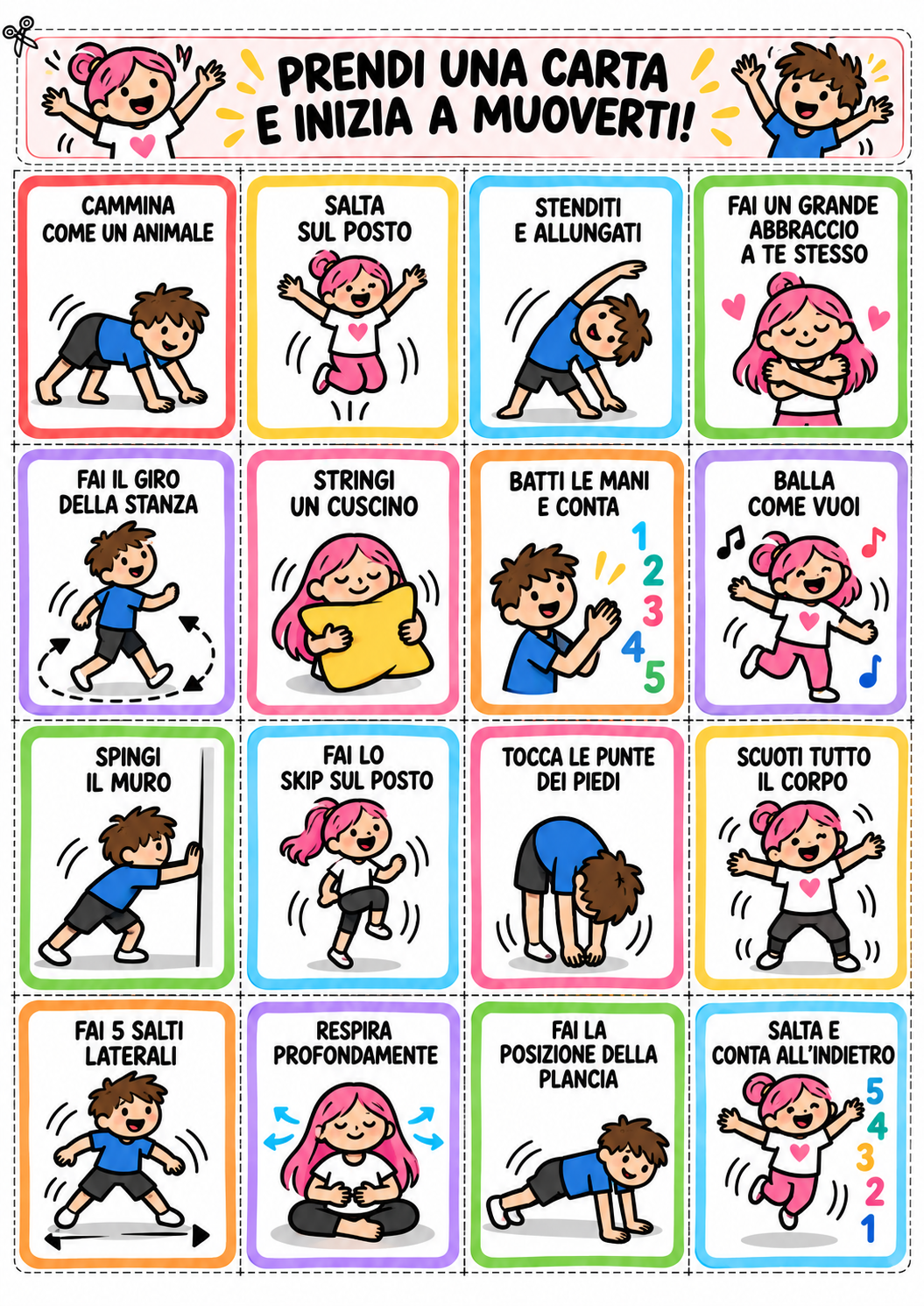 Carte del movimento per bambini: un gioco semplice per fare una pausa e… muoversi! 🎴🤸